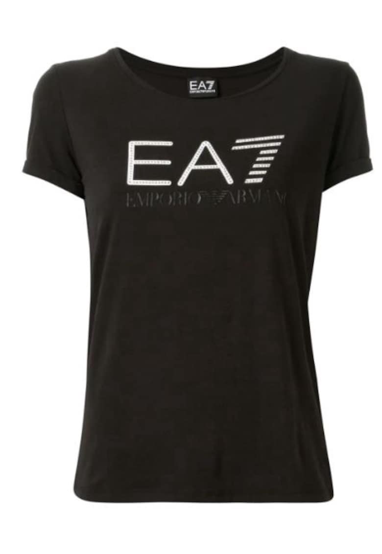 Tricou cu decolteu la baza gatului si logo -