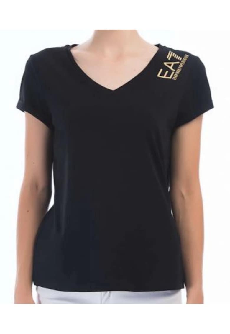 Tricou cu croiala slim si logo -