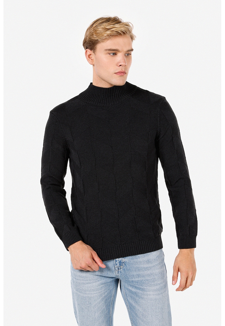 Pulover din bumbac cu model uni Pulover din bumbac cu model uni