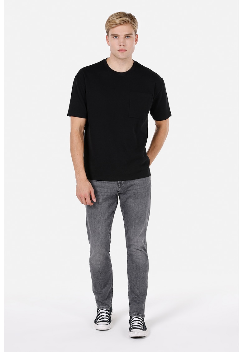 Blugi cu talie medie si model cu 5 buzunare