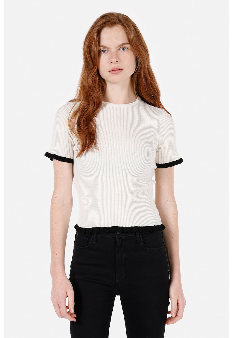 Pulover striat cu maneci scurte Pulover striat cu maneci scurte