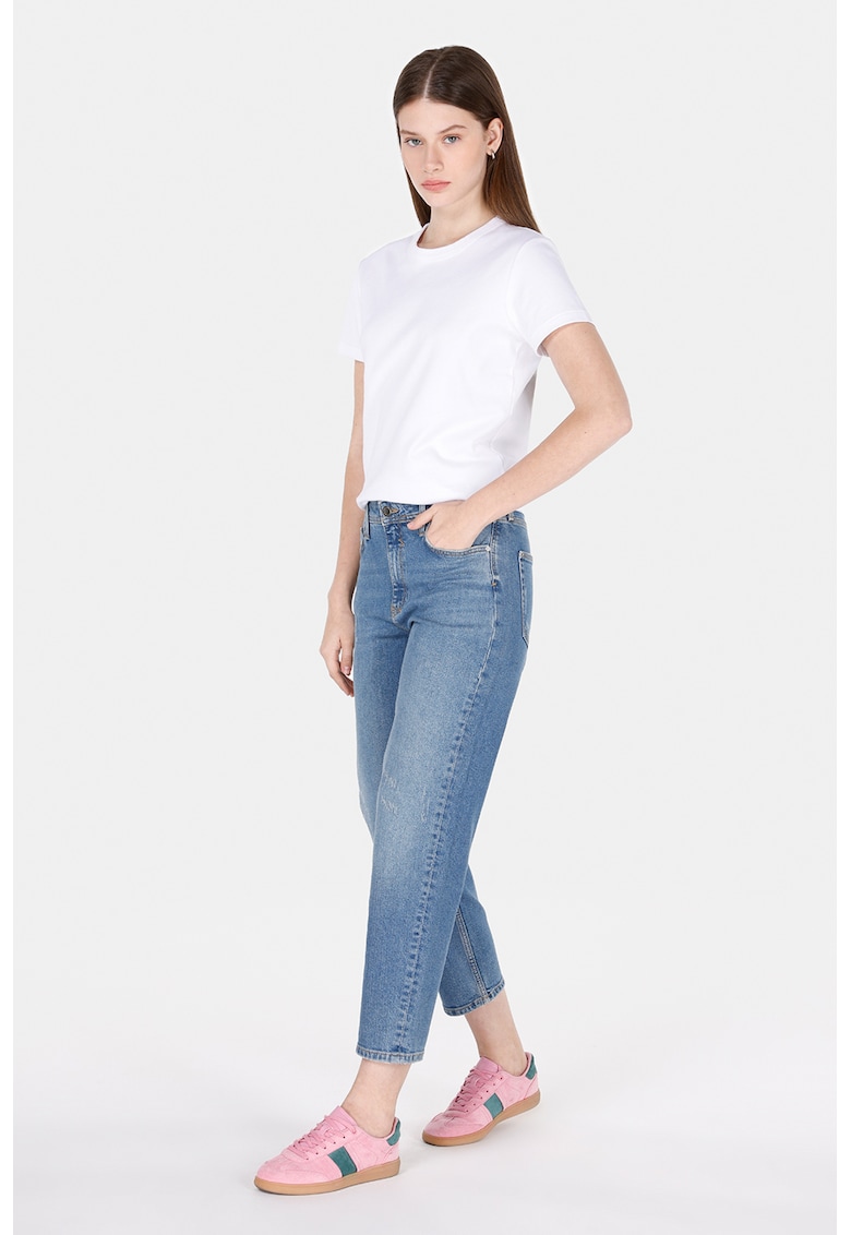 Blugi crop cu talie medie