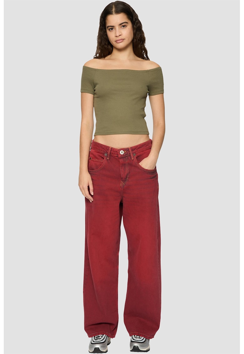 Tricou crop cu decolteu pe umeri