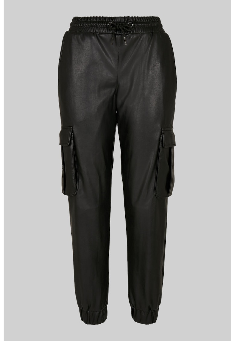 Pantaloni cargo din piele ecologica