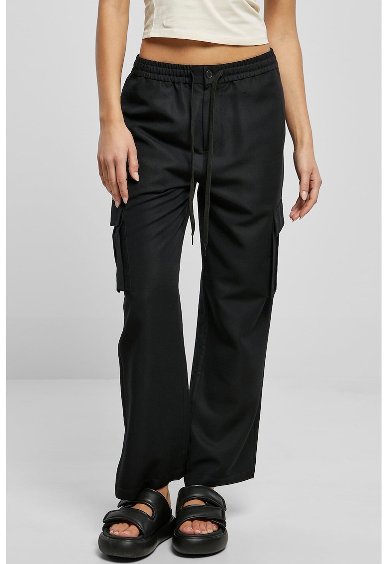Pantaloni cargo cu croiala ampla si snur de ajustare