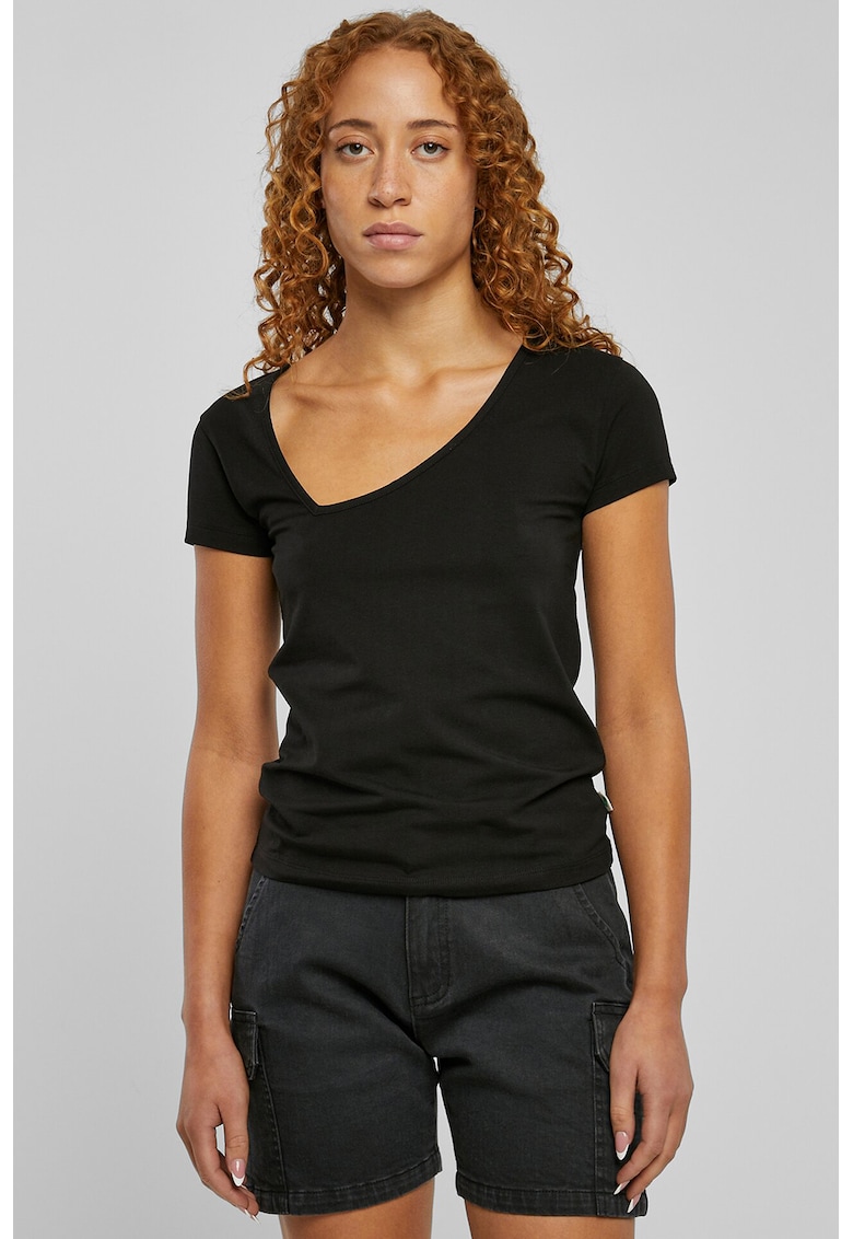 Tricou slim fit cu decolteu asimetric