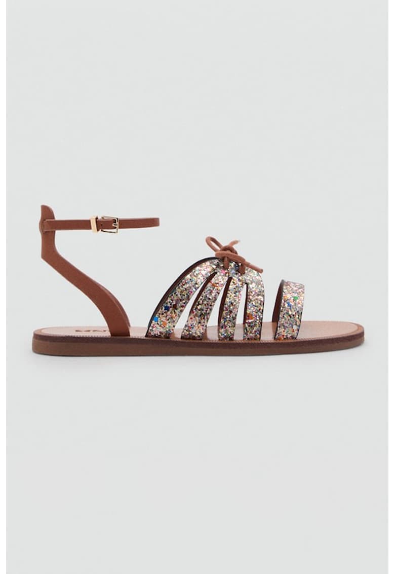 Sandale cu bareta pe glezna si model stralucitor