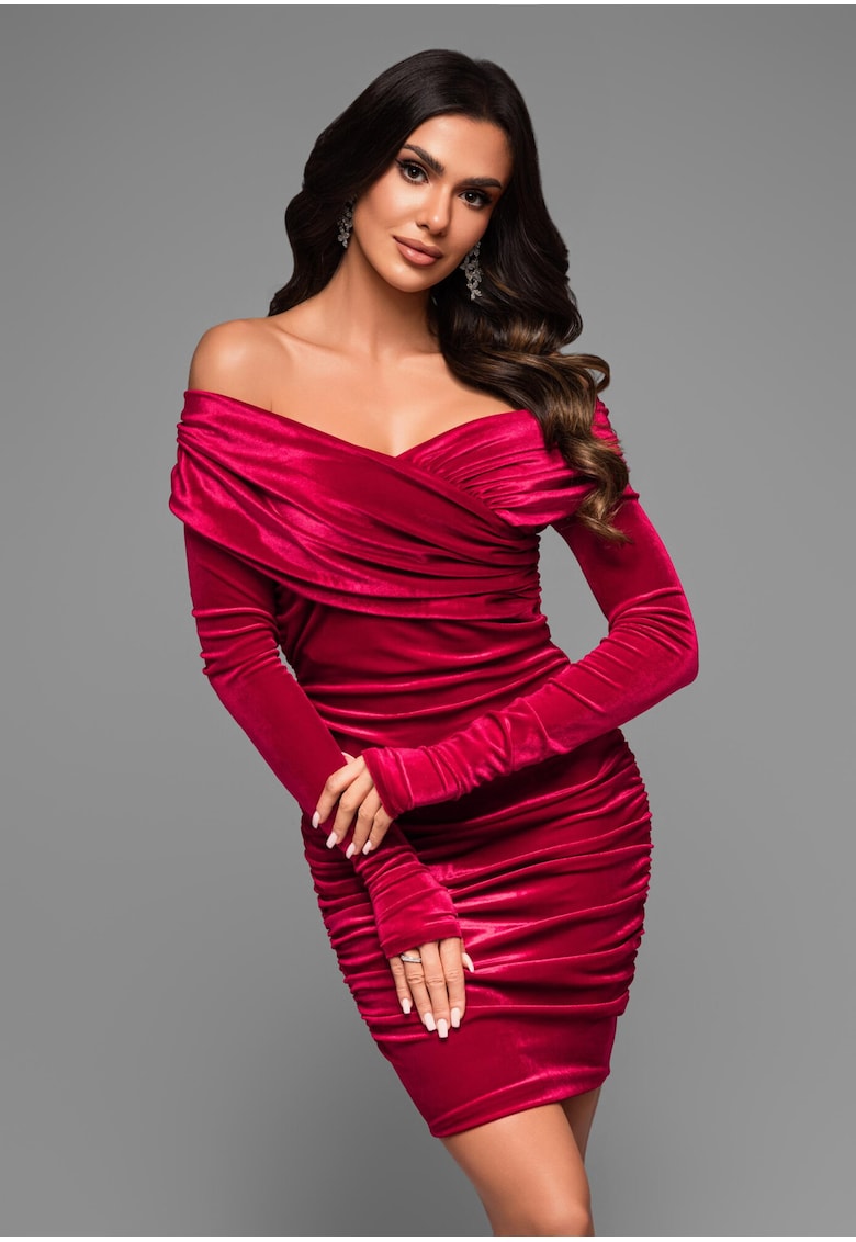 Rochie de seara Midi LA-OM-DLR046 - Rosu