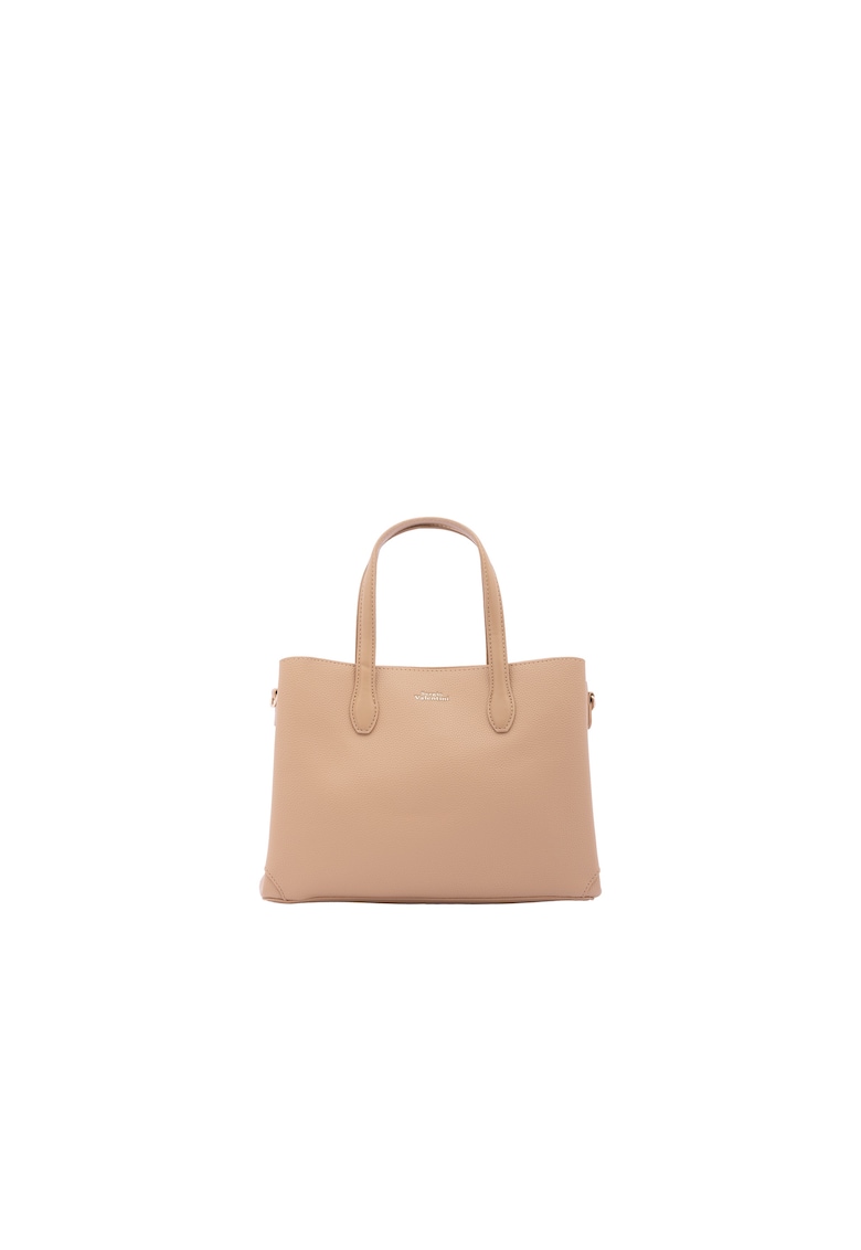 Geanta tote din piele ecologica cu bareta de umar detasabila - Maro nisip