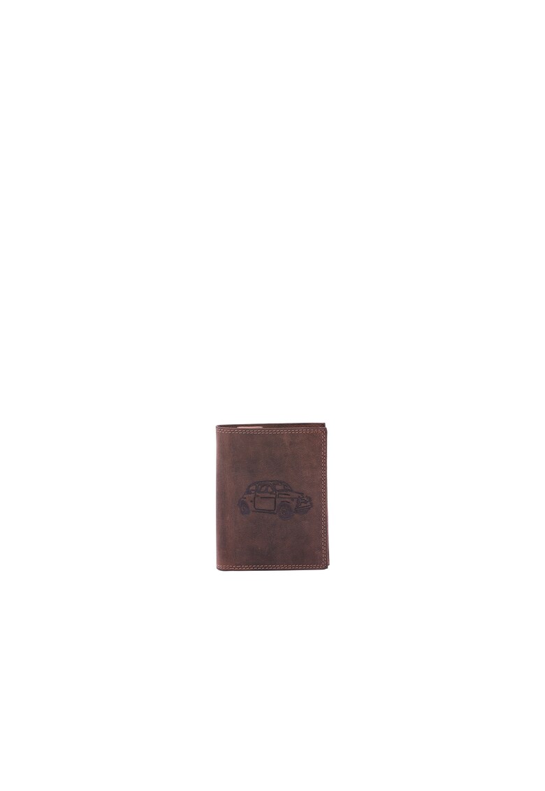 Portofel pliabil de piele - Maro taupe