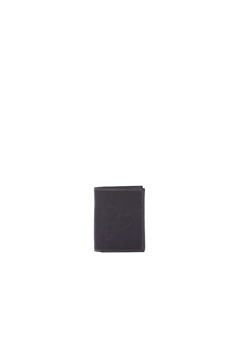 Portofel de piele cu model stantat - Negru