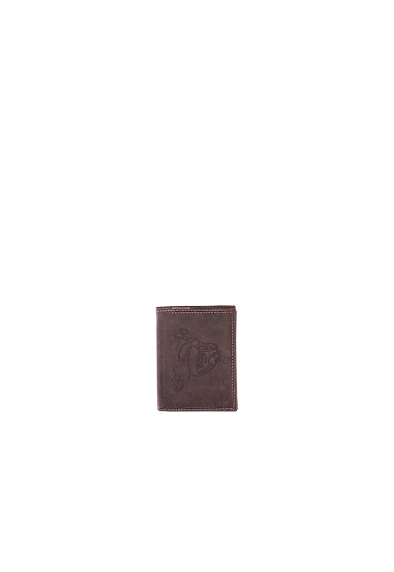 Portofel de piele cu model stantat - Maro taupe