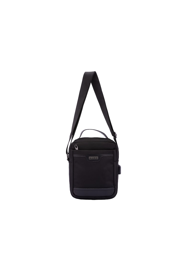 Geanta crossbody din material textil - cu maner - Negru