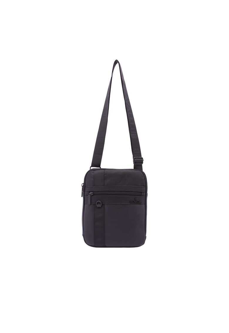 Geanta crossbody cu buzunare cu fermoar - Negru