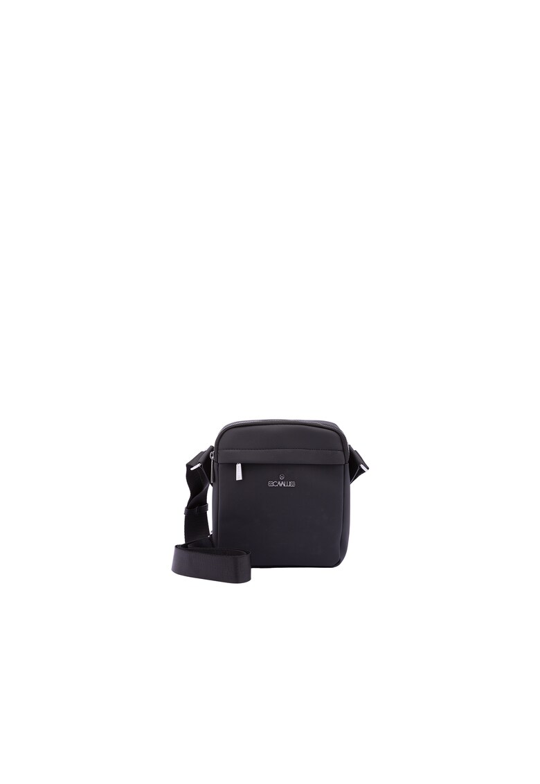 Geanta crossbody cu buzunar frontal cu fermoar - Negru