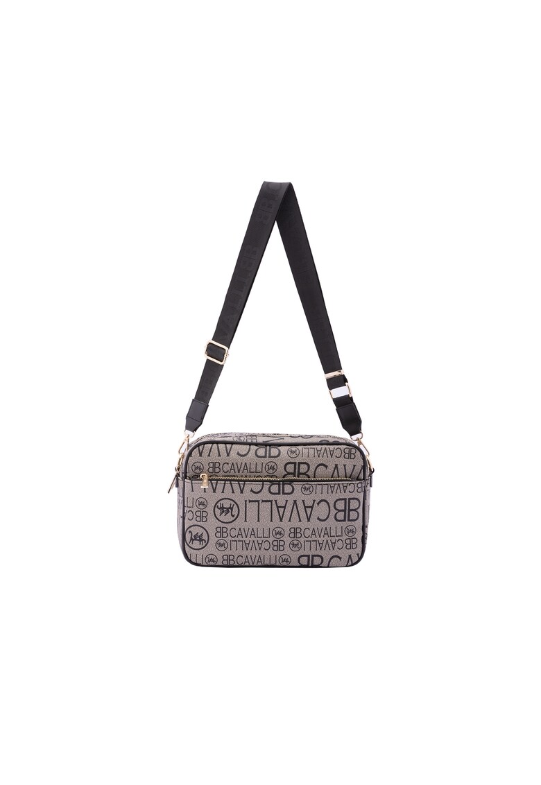 Geanta crossbody cu bareta ajustabila - Negru/Maro nisip