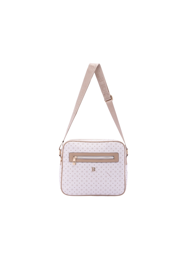 Geanta crossbody de piele ecologica cu model si bareta cu logo