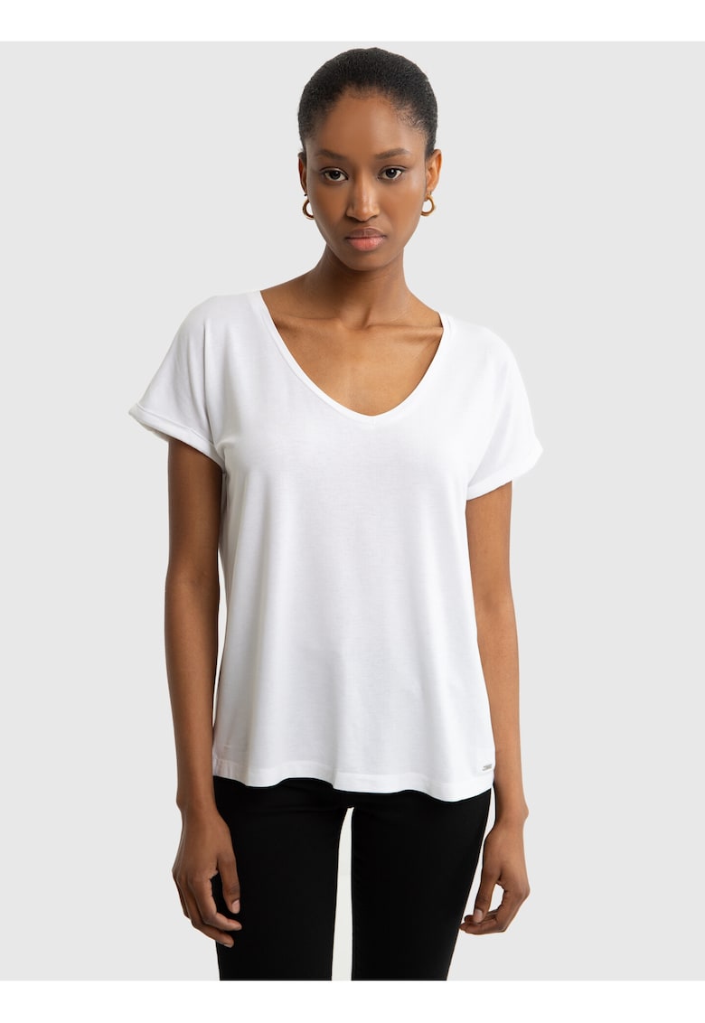 Tricou regular fit cu decolteu in V Valeria