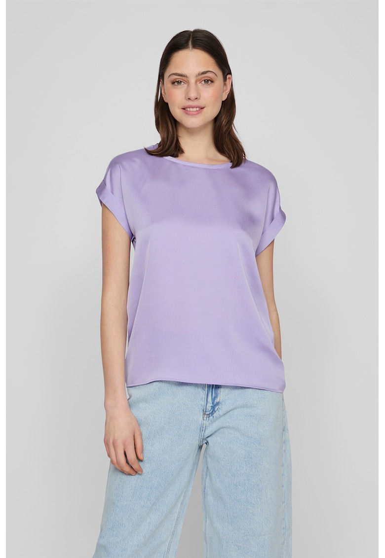 Tricou uni cu aspect satinat