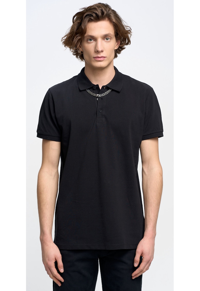 Tricou uni din bumbac cu guler polo Markol