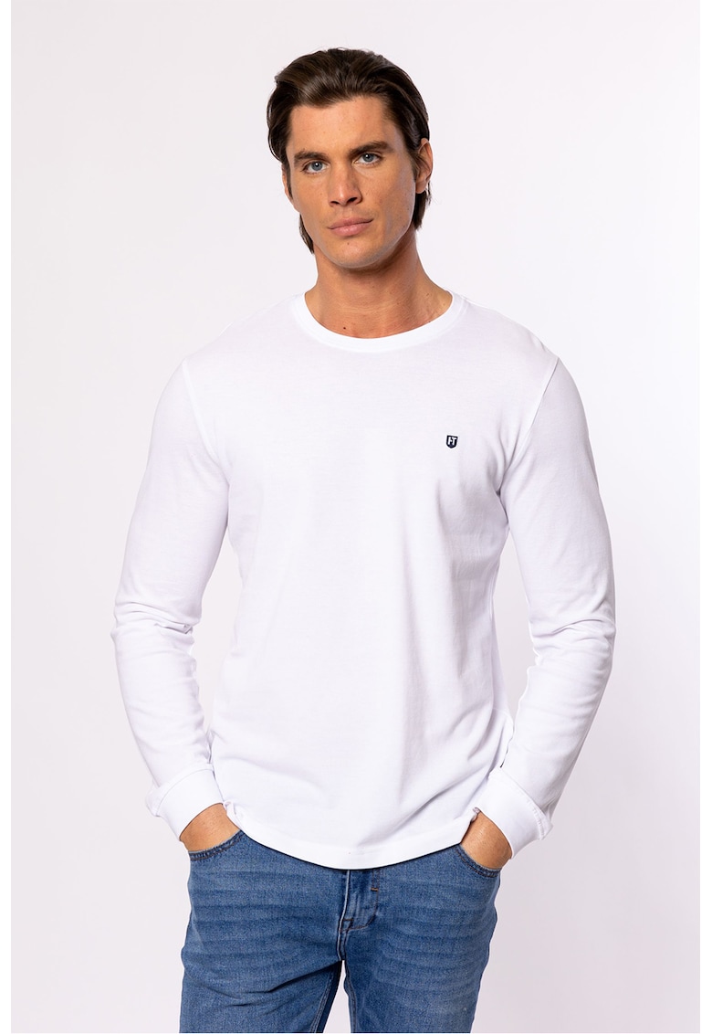 Bluza cu logo si decolteu la baza gatului