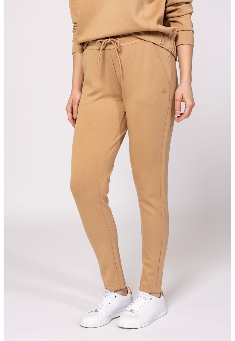 Pantaloni de trening din amestec de modal cu croiala slim-fit