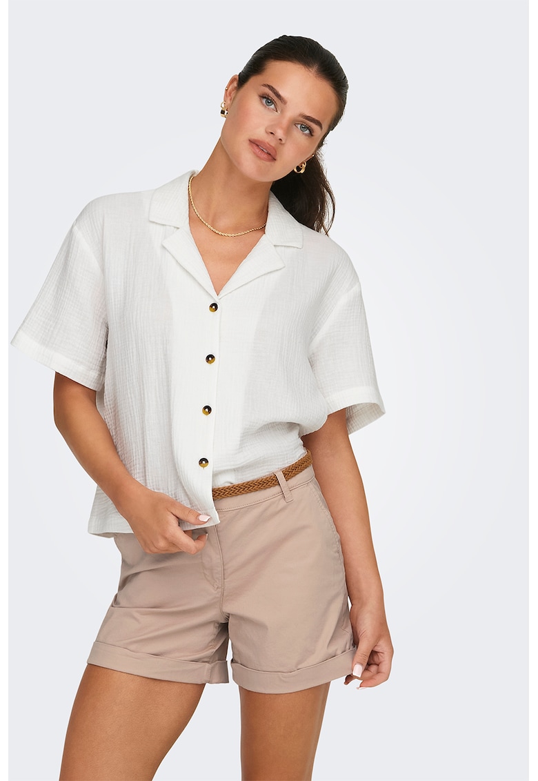 Camasa de bumbac cu decolteu in V