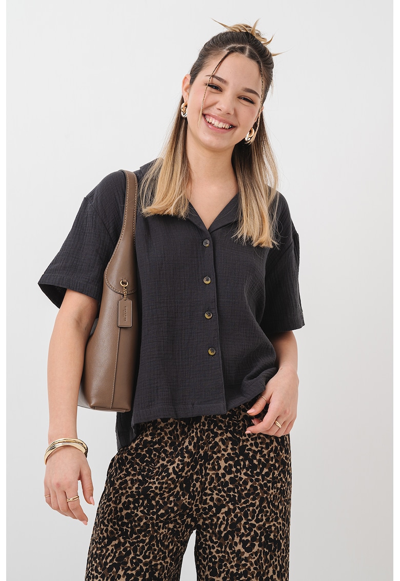 Camasa de bumbac cu decolteu in V