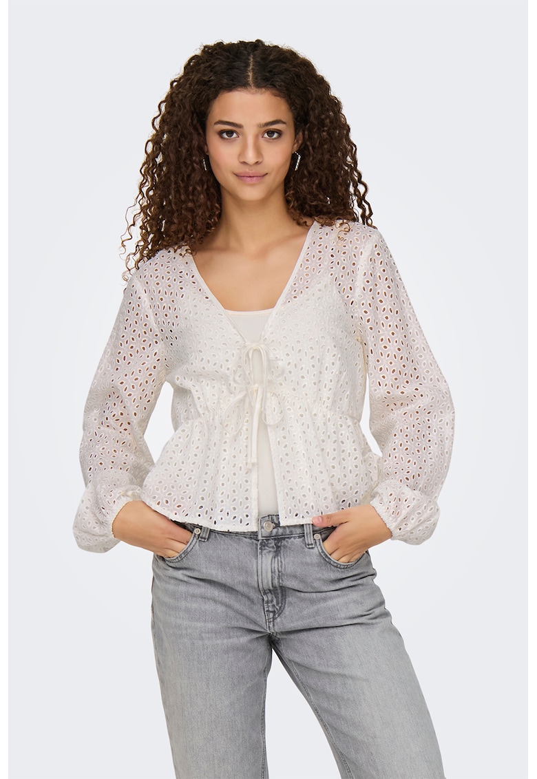 Bluza cu aspect perforat - Alb