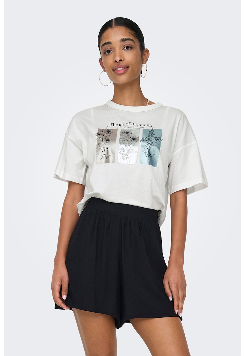 Tricou cu imprimeu si maneci cazute