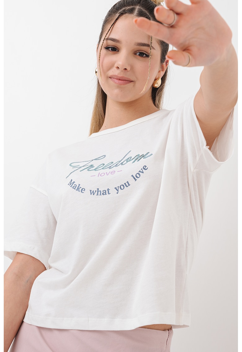 Tricou cu imprimeu si maneci cazute