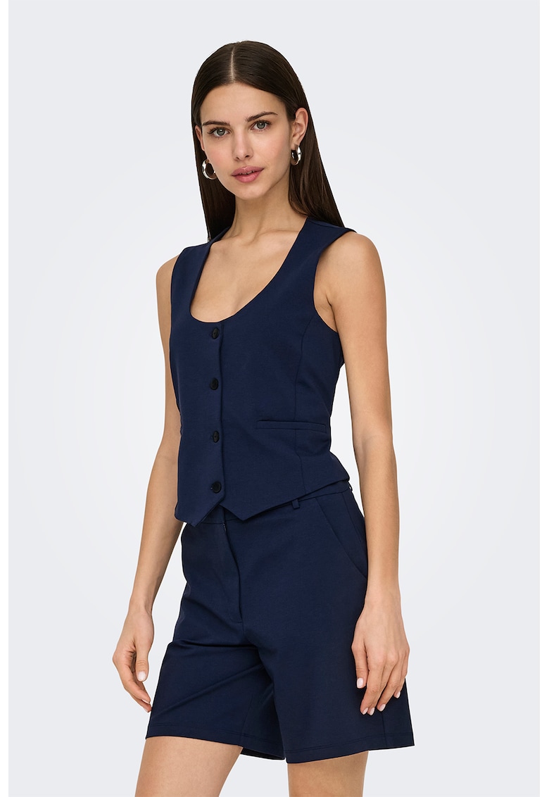 Vesta din amestec de bumbac cu decolteu in V