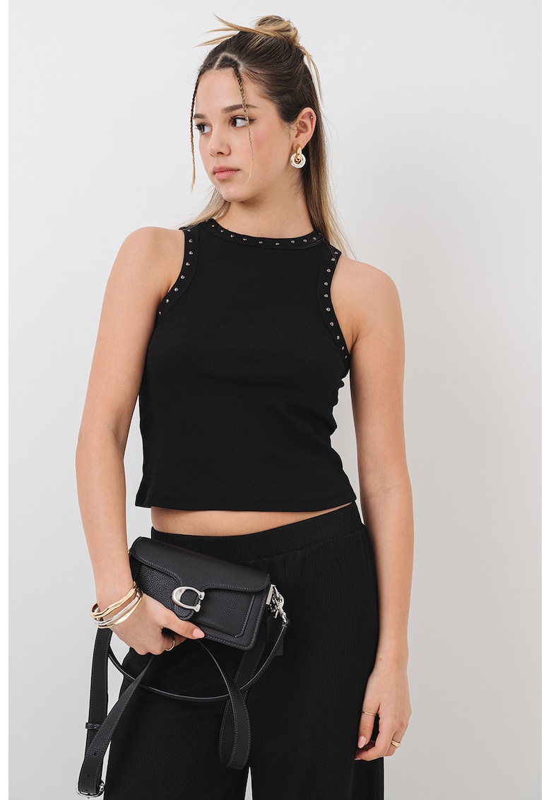 Top slim fit cu nituri metalice Jean