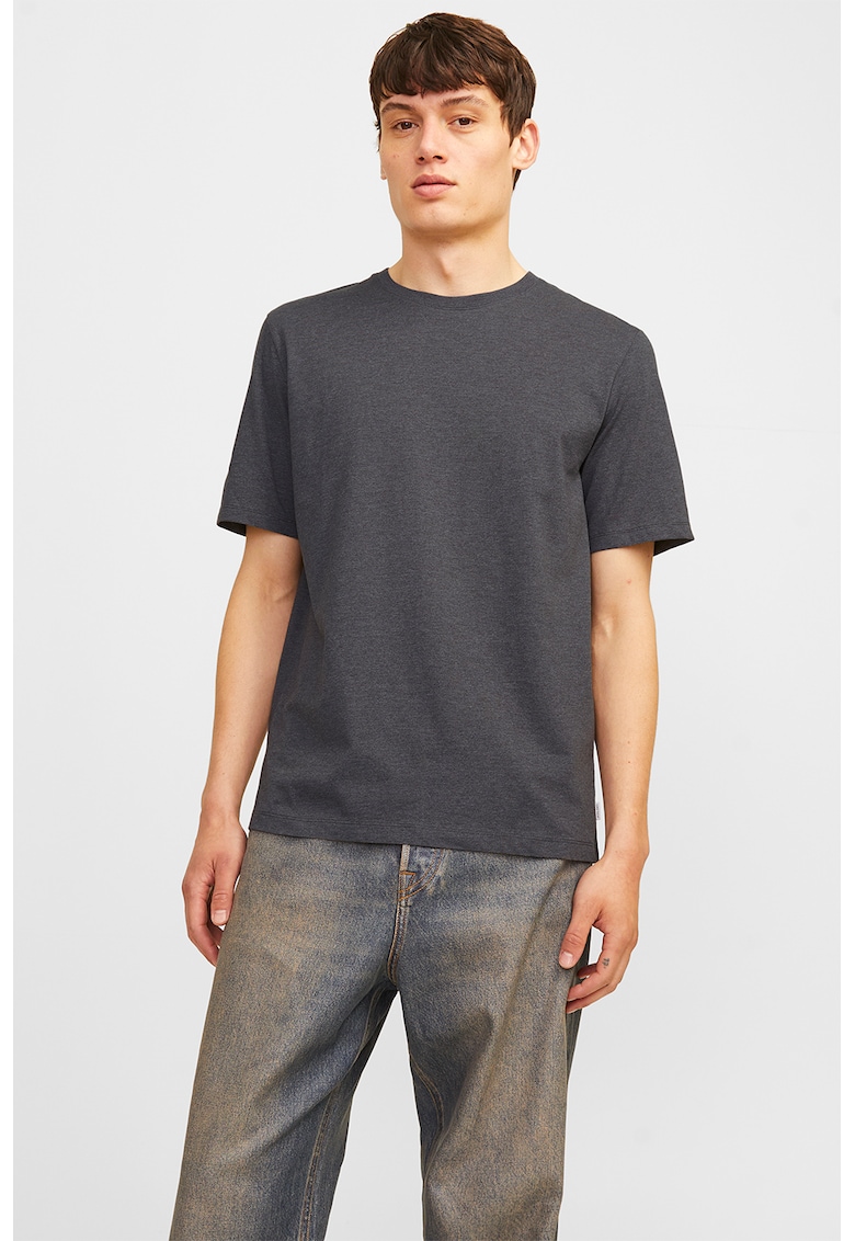 Tricou din amestec de bumbac cu decolteu la baza gatului