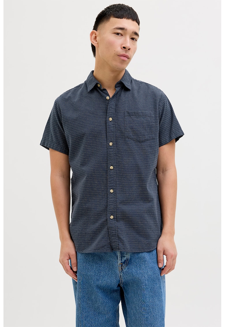 Camasa slim fit cu nasturi - Albastru inchis