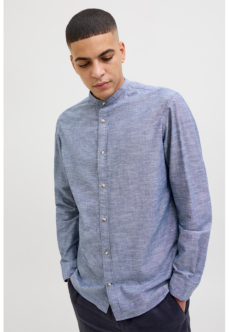 Camasa de bumbac si in cu guler Mao