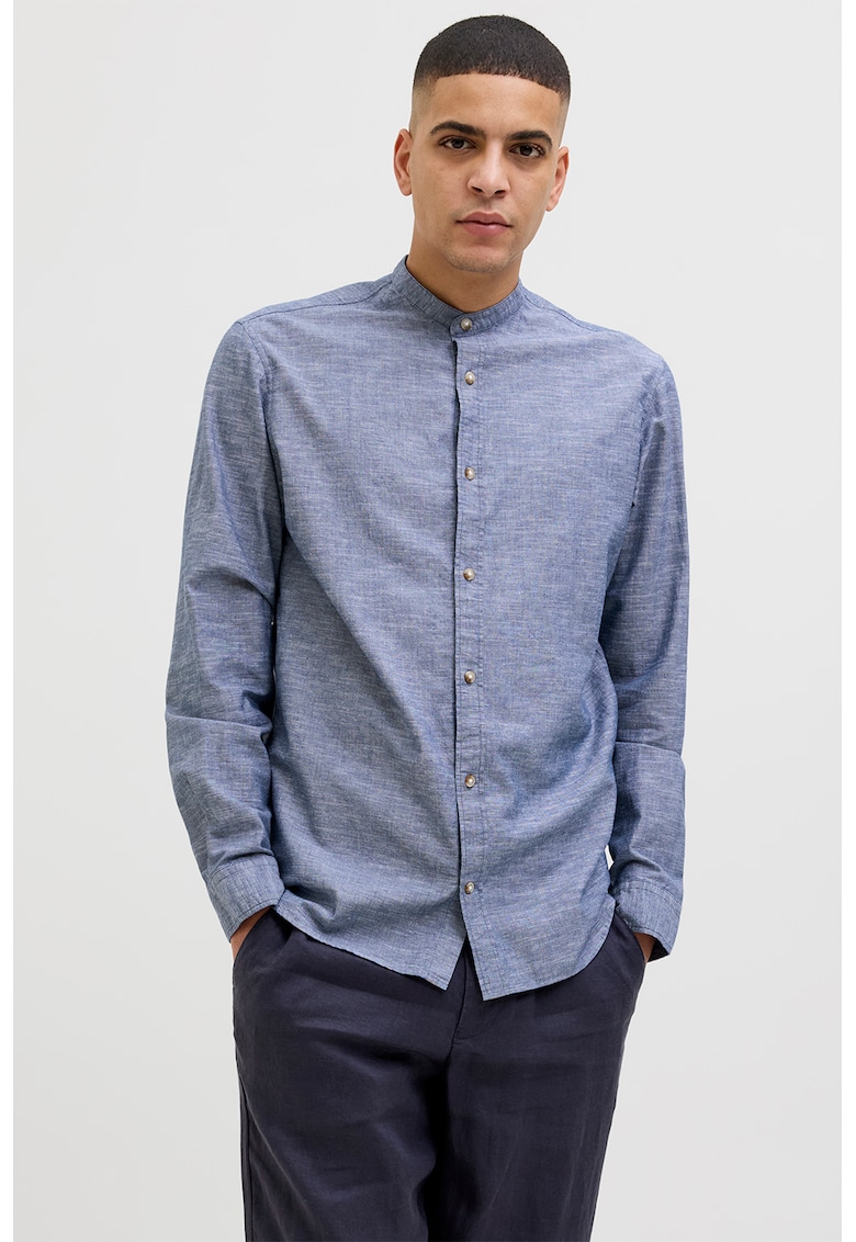 Camasa de bumbac si in cu guler Mao