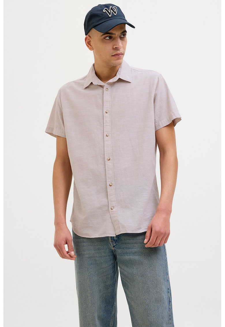 Camasa din amestec de in cu maneci scurte