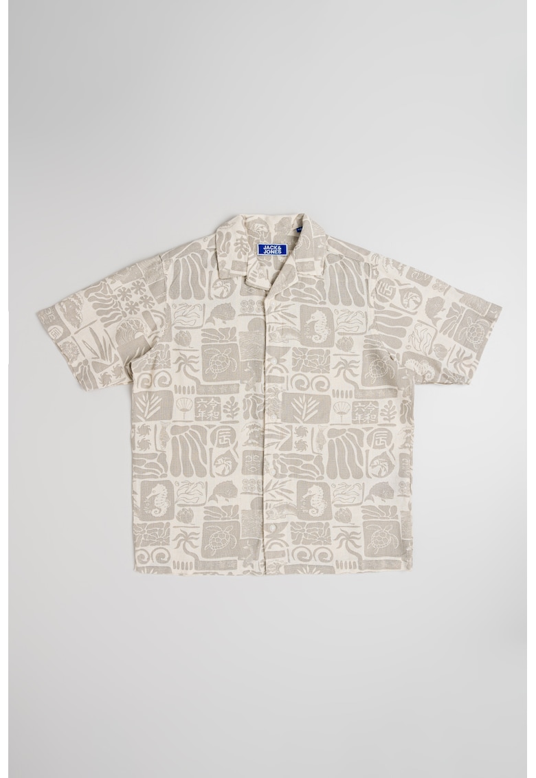 Camasa din amestec de in cu maneci scurte