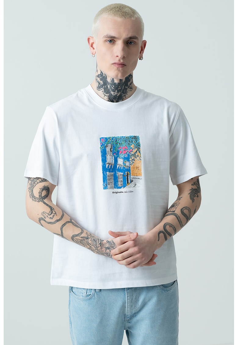 Tricou de bumbac cu imprimeu Paros