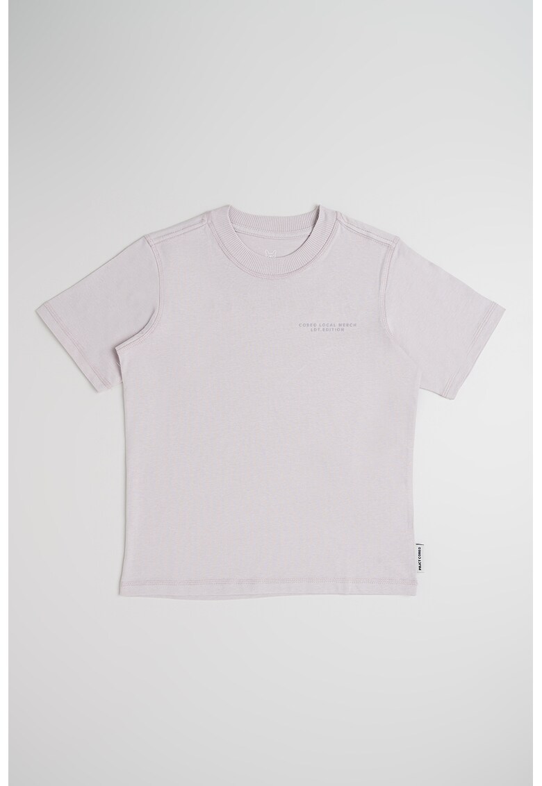 Tricou de bumbac cu decolteu la baza gatului - Lila