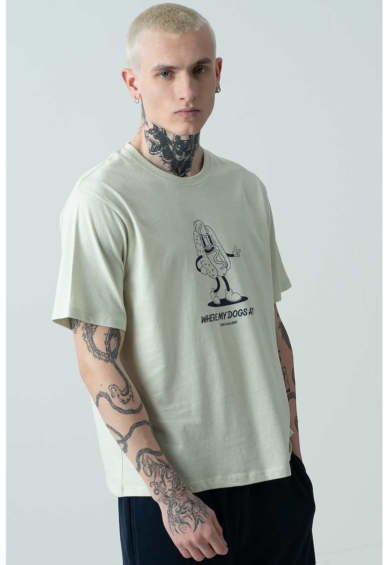 Tricou cu imprimeu grafic Jorunoexpect - Bleumarin/Verde fistic