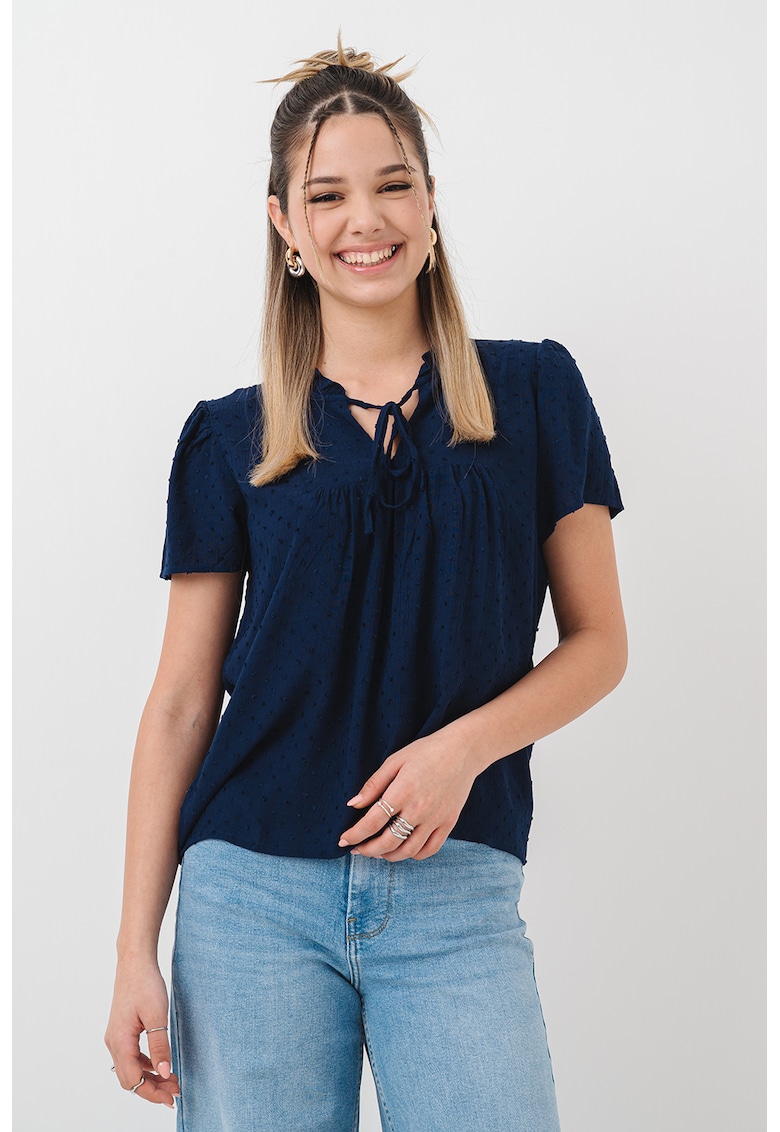 Bluza texturata cu maneci scurte Lima Life - Bleumarin
