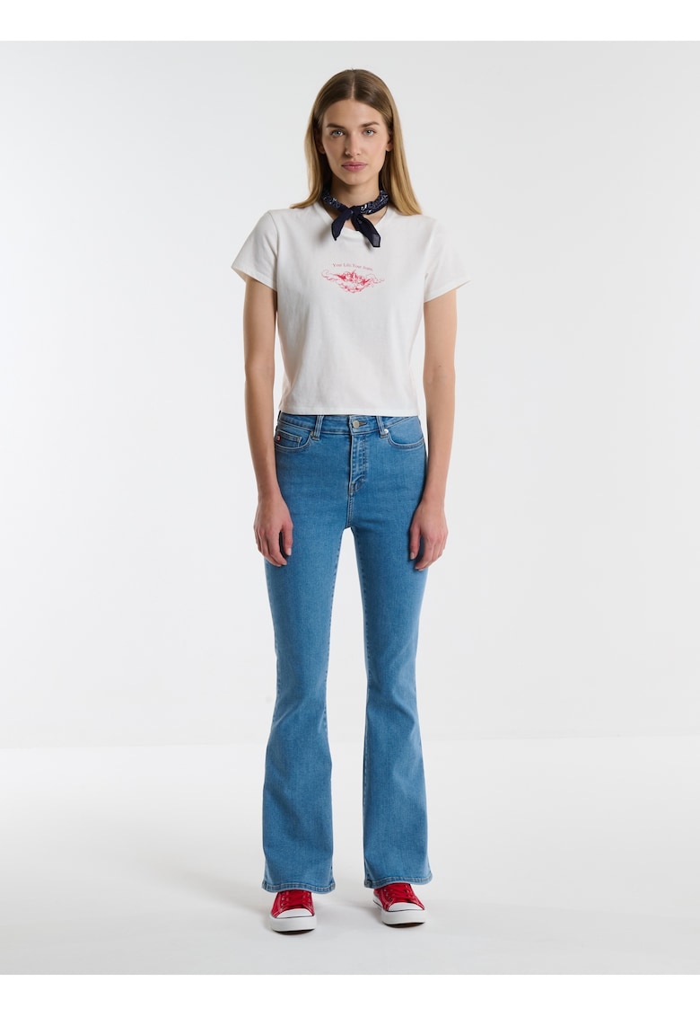 Tricou crop cu imprimeu grafic Nottasa