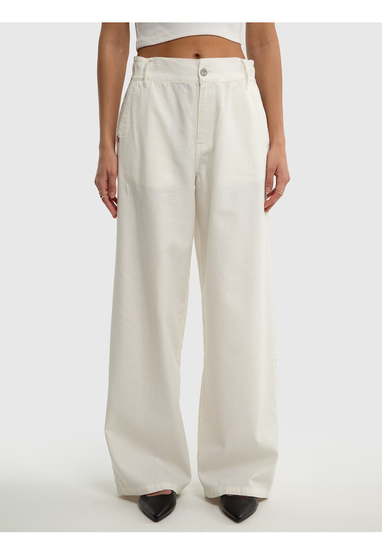 Pantaloni din amestec de in cu croiala ampla Malu - Alb