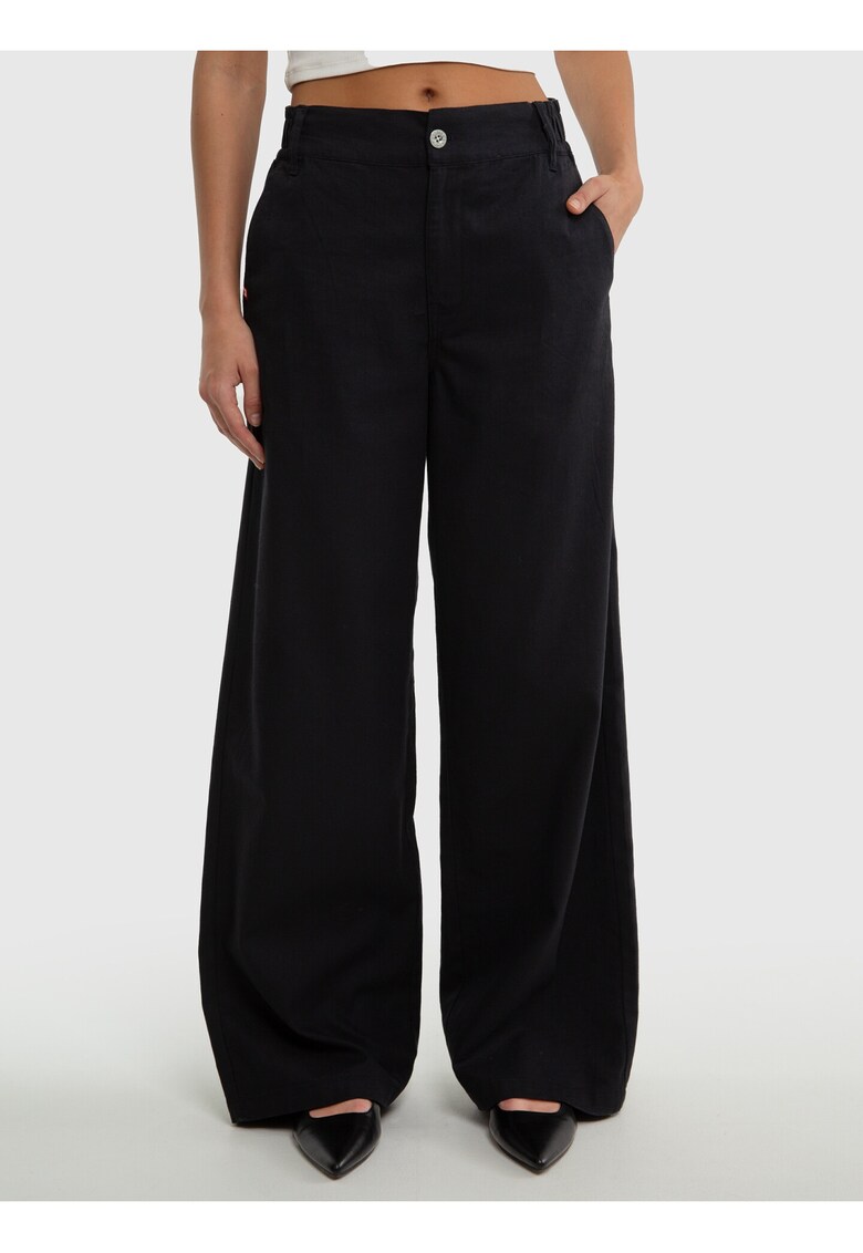 Pantaloni din amestec de in Malu - Negru