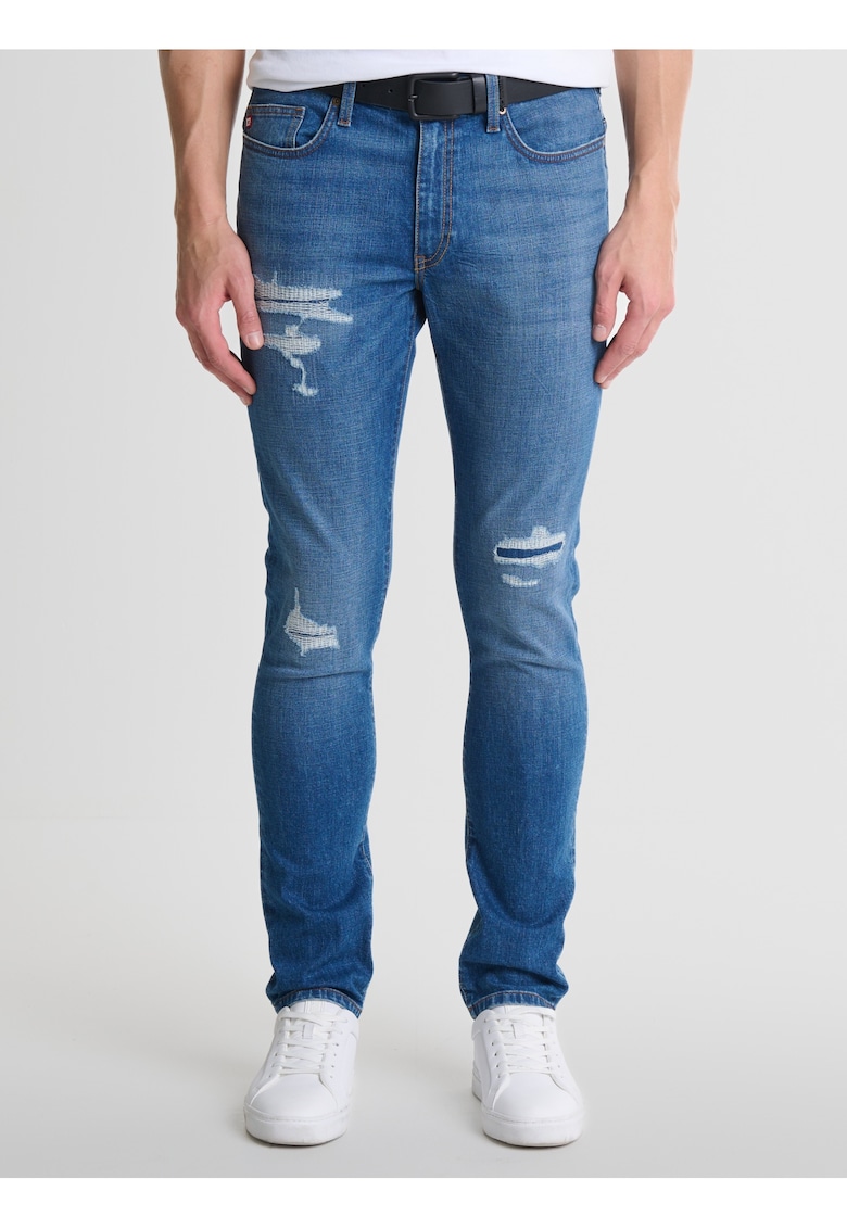 Blugi slim fit cu detalii deteriorate Deric
