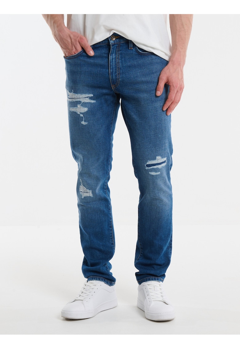 Blugi barbati Terry Carrot 419 - conici - albastri - denim elastic - design cu 5 buzunare