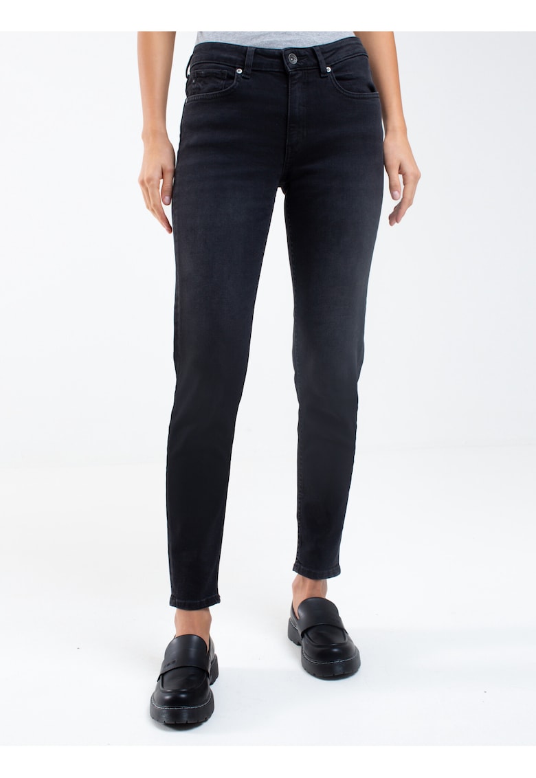 Blugi conici cu talie medie Maila - Negru - Negru