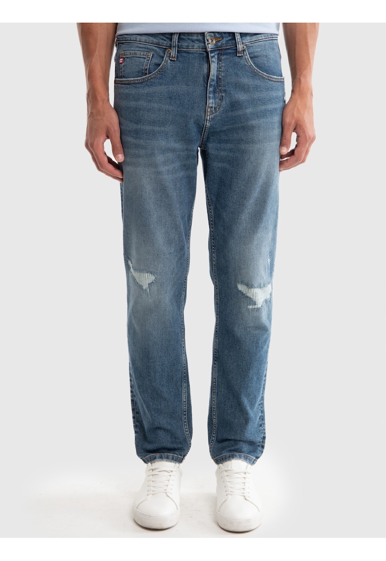 Blugi drepti cu aspect deteriorat Ates 373